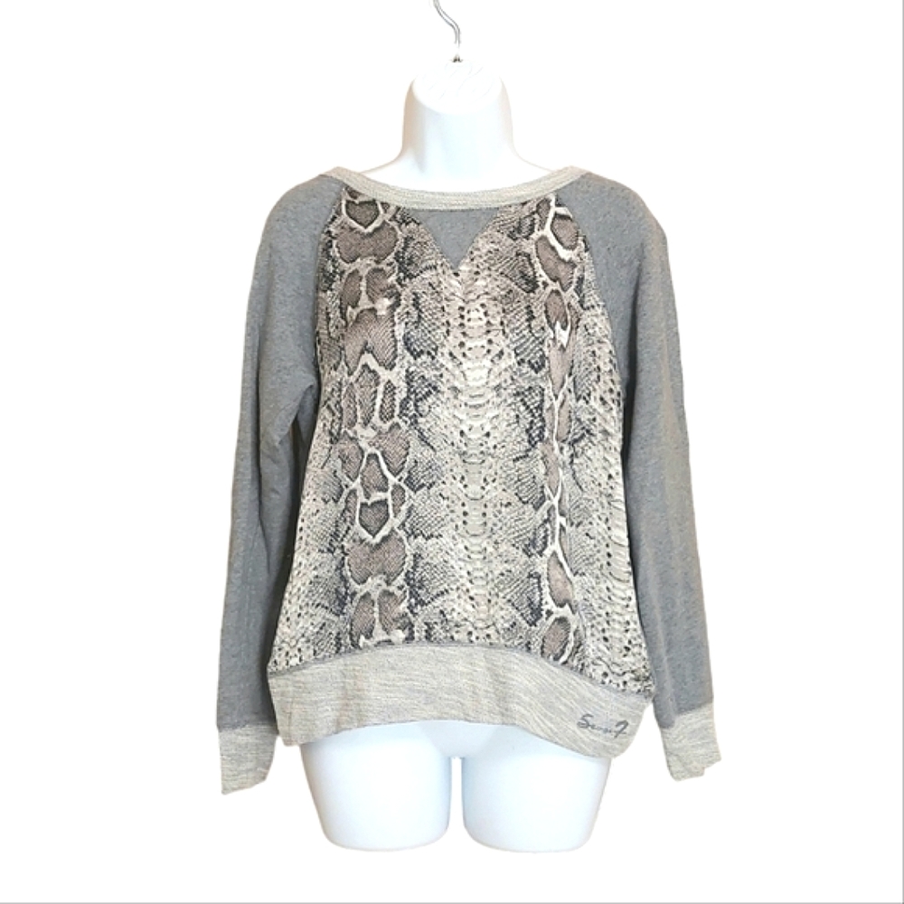 Seven7 mixed media sweatshirt